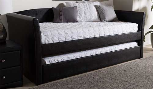 Baxton Artificial Leather Daybed Sofa in Black