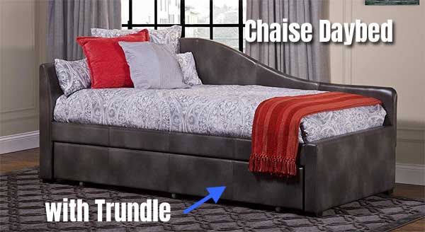Faux Leather Chaise Daybed with Trundle - Elegant Enough for a Living Room