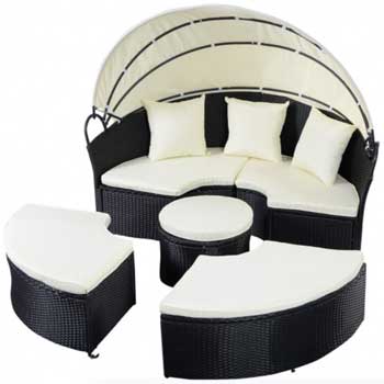 Costway Round Outdoor Daybed with Collapsible Canopy