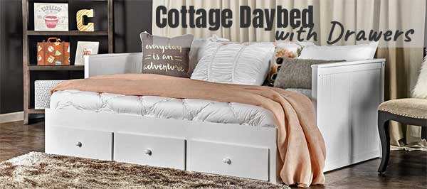 Cottage Daybed with 3 Storage Drawers