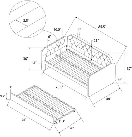 Daybed Sofa Dimensions and Measurements