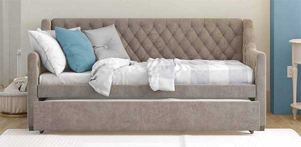Ambrosia Diamond Tufted Daybed with Trundle Bed