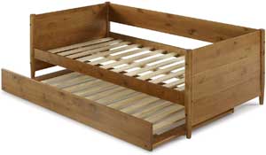 Midcentury Pine Daybed Frame with Wood Slats