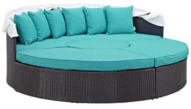Outdoor Round Daybed with 4-Inch Thick Sunbrella Cushions