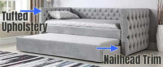Pemberly Row Daybed with Tufted Upholstery and Nailhead Trim