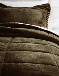Chocolate Brown Furry Sherpa Comforter for a Faux Leather Daybed