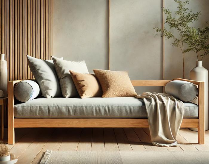 Casual Daybed with Light Wood Frame